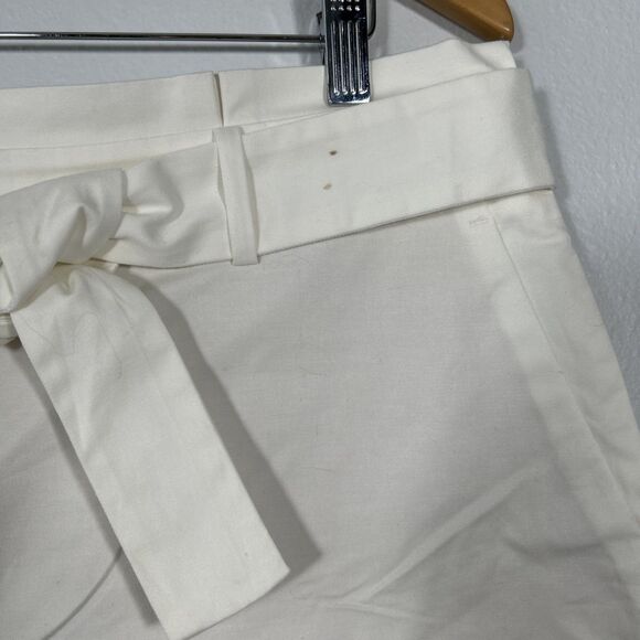 Ann Taylor Shorts Womens 14 White Scalloped High Rise Tie Tapered Leg Minimalist - Picture 2 of 10